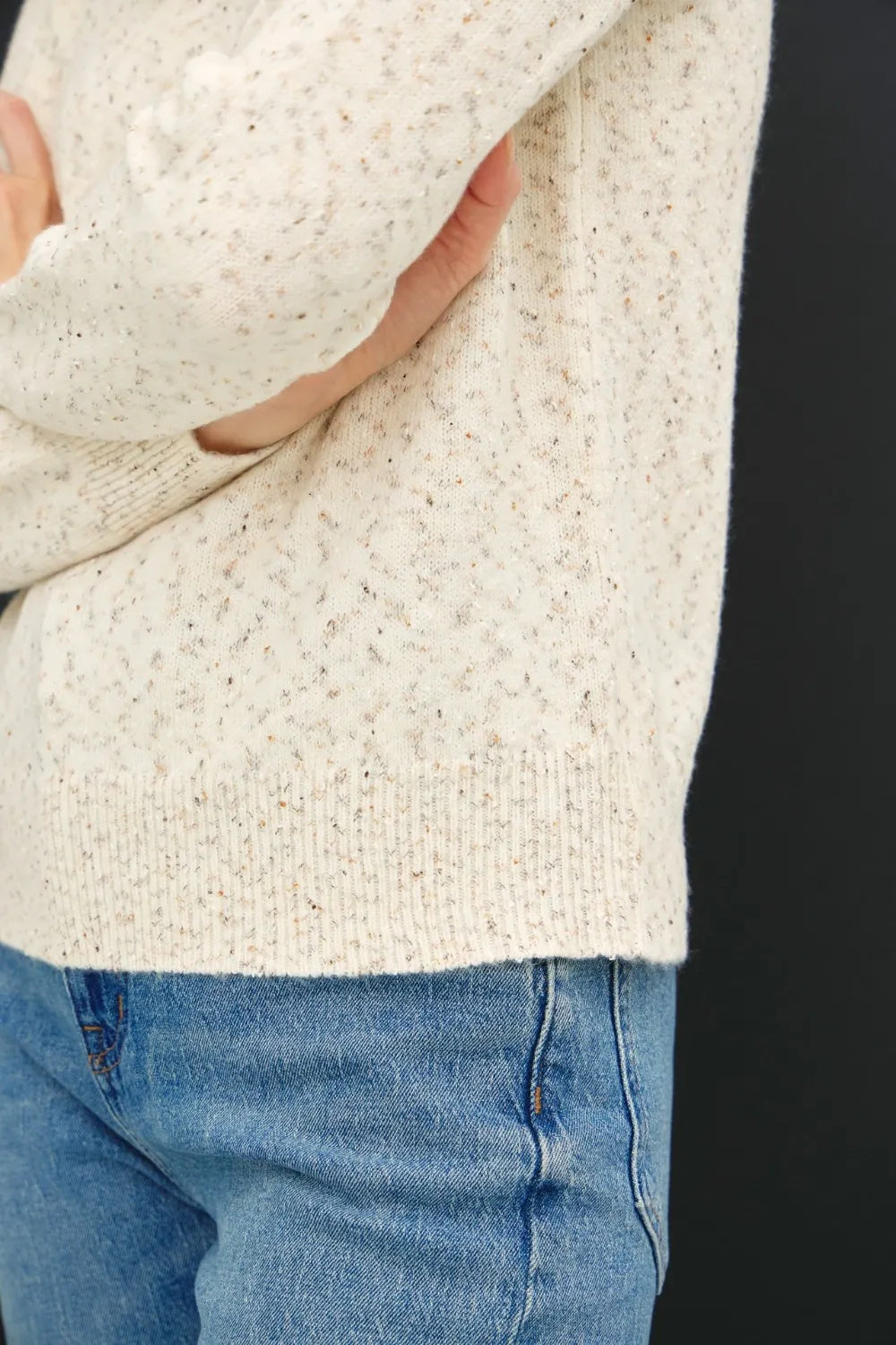 Be Cool Heathered Round Neck Long Sleeve Sweater for Women