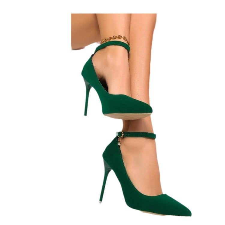 New Ladies' All-Match Pointed Toe High Heels with Buckle Detail