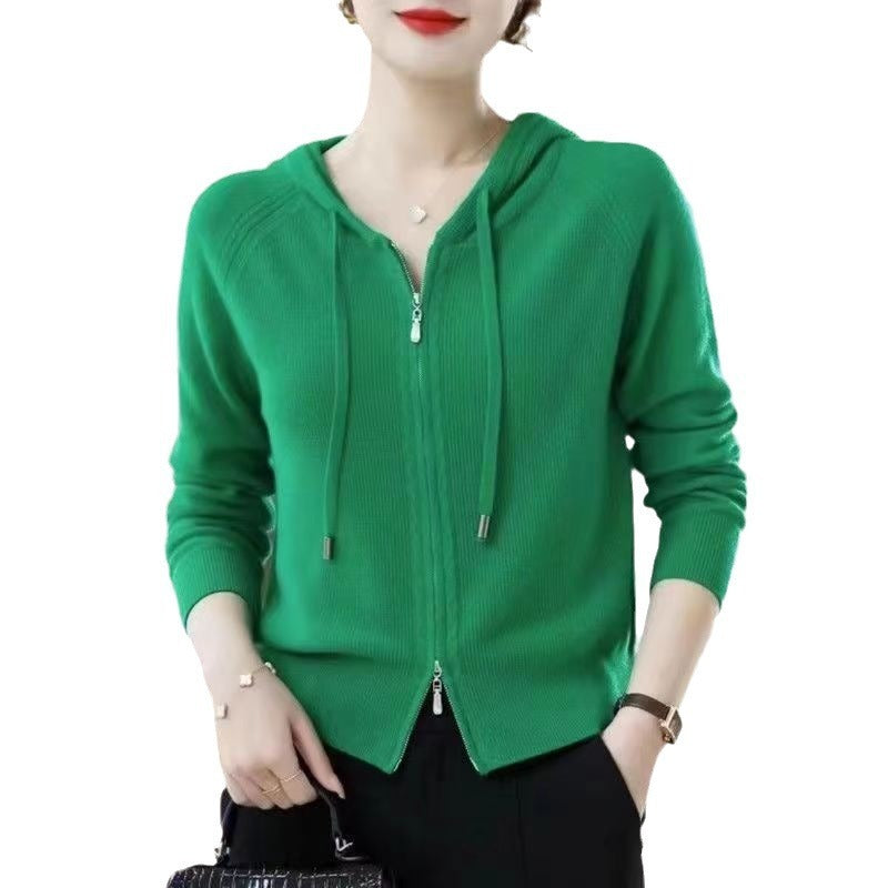 Women's Knitted Hooded Casual Simple Fashion Top