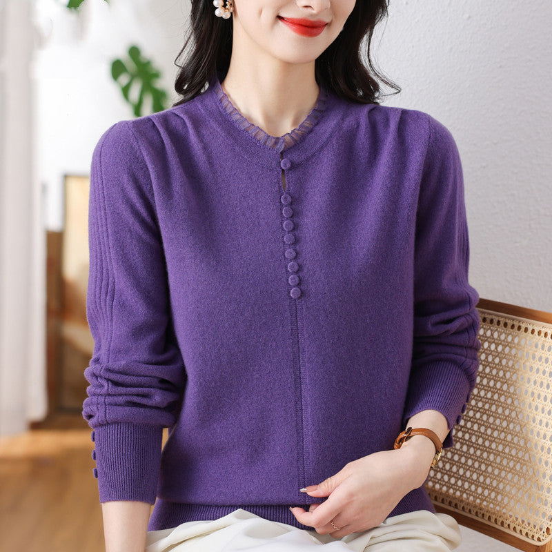 Women's Wool Sweater, Loose Fit for Autumn and Winter