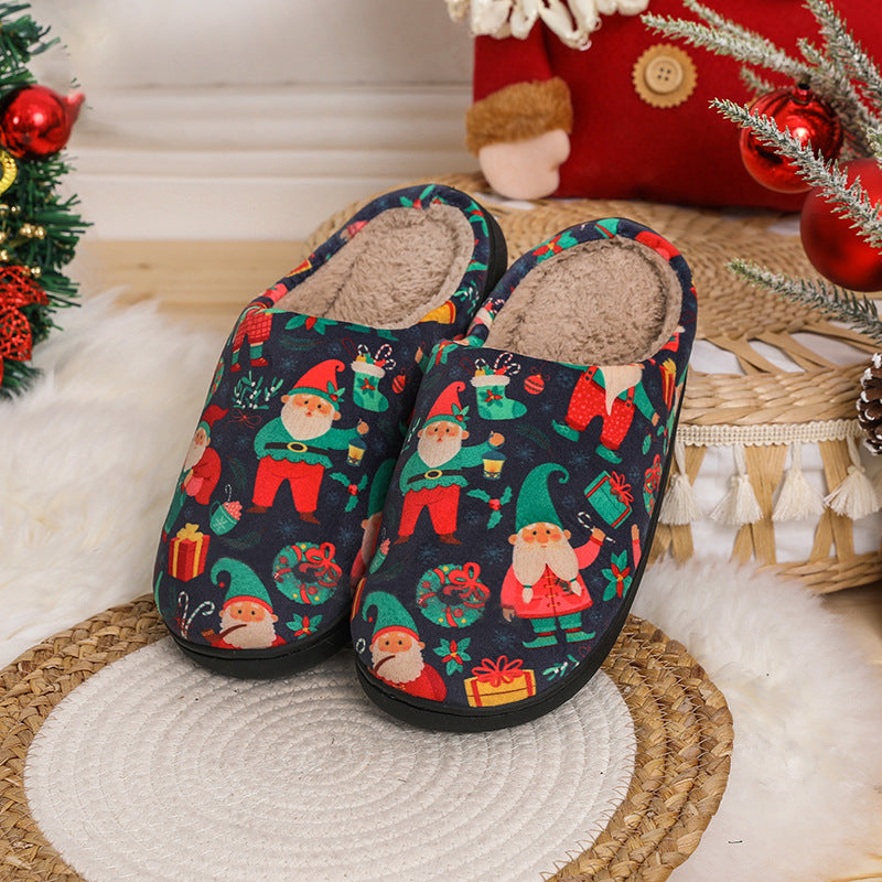 Santa Claus Cotton Slippers for Autumn and Winter, Cozy Holiday Footwear