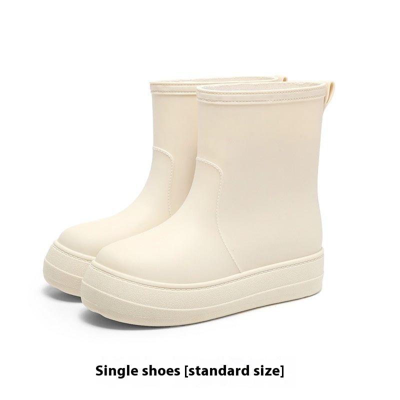 Women's Flat Mid-Calf Non-Slip Rubber Rain Boots