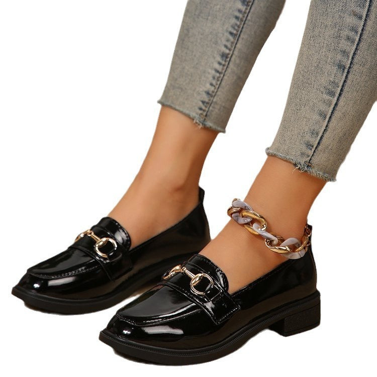 Women's Plus Size British Style Leather Loafers