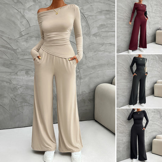 Women's Fashionable Fitted Long Sleeve Top and Pants Suit