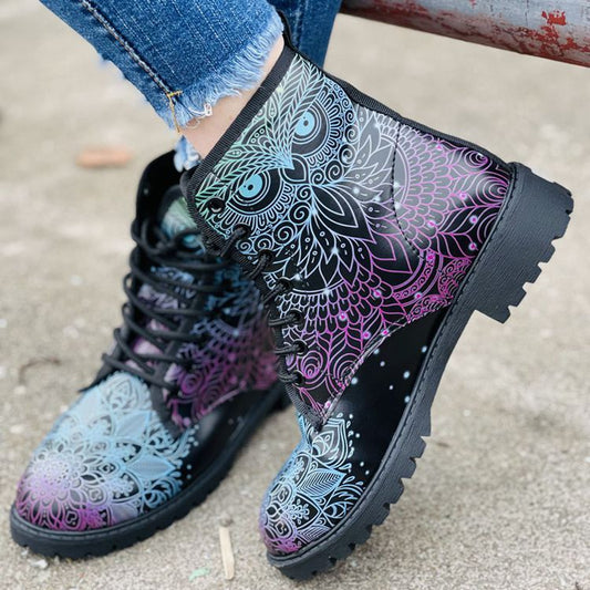 Plus Size Women's Multi-Color Printed Martin Boots