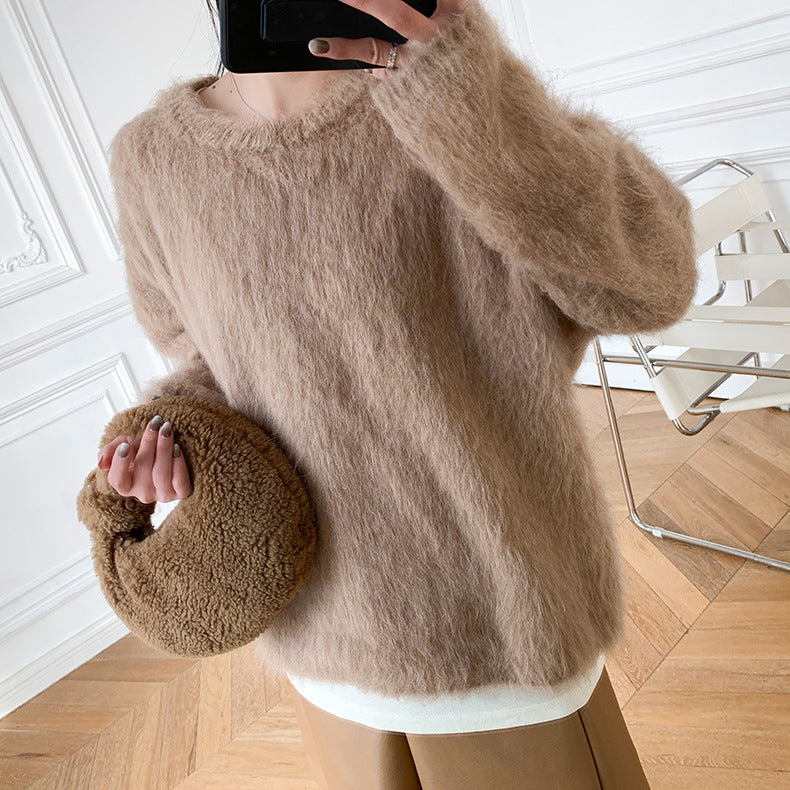 High-End Niche Alpaca Wool Round Neck Sweater