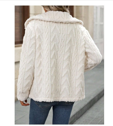 Women's Double-Sided Plush Large Lapel Casual Cardigan Coat