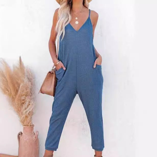 Women's Loose Jumpsuit with Large Pockets – Casual and Comfortable