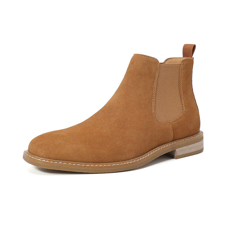 Men's Fashionable Suede Chelsea Boots - Plus Size Slip-On Style