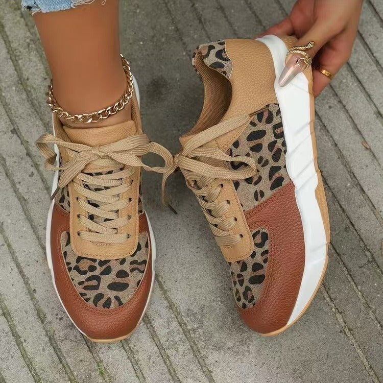 Women's Thick-Soled Camouflage Lace-Up Casual Sneakers