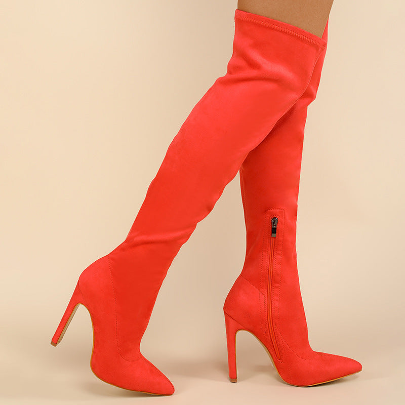 Women's Thick-Heeled Boots with Inner Zipper and Colorful Design