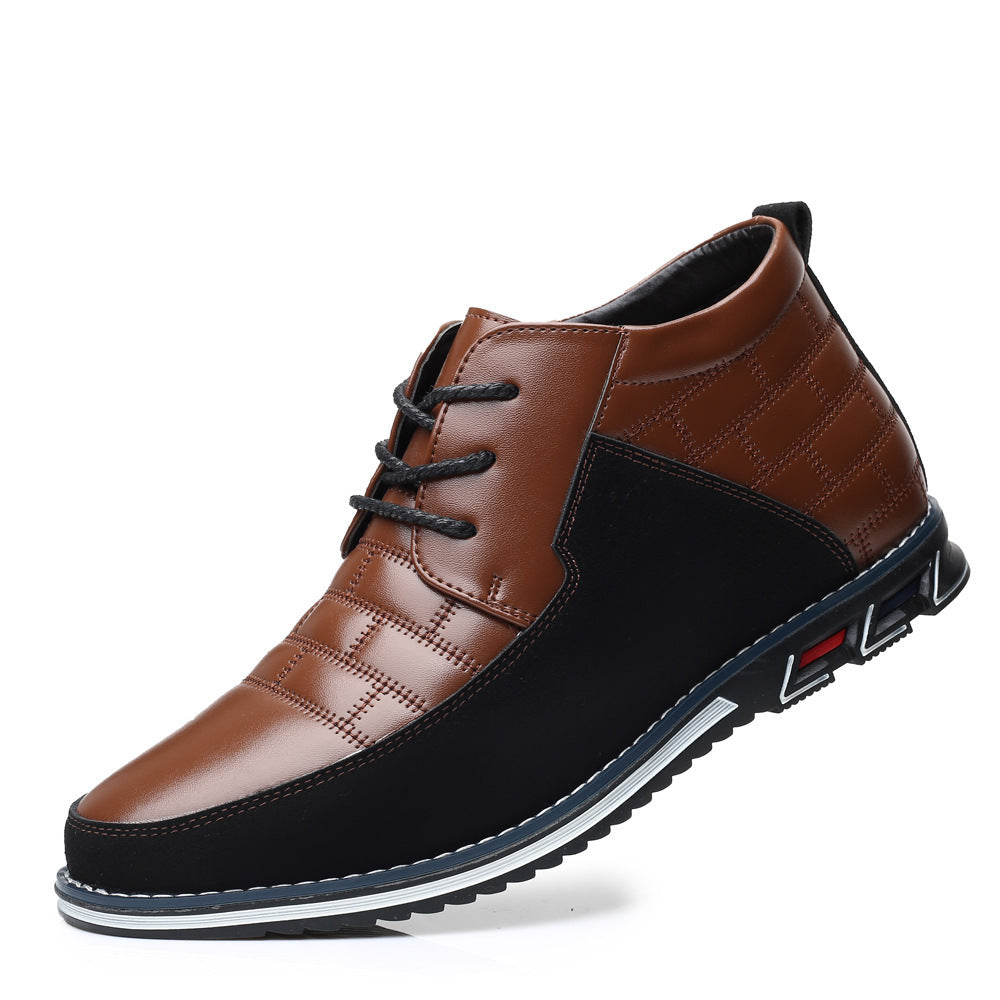 Zhongbang Men's Casual Leather Shoes With Front Lace