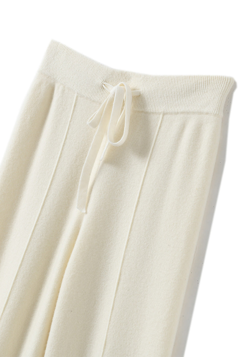 Draped Floor-length Knit Casual Pants