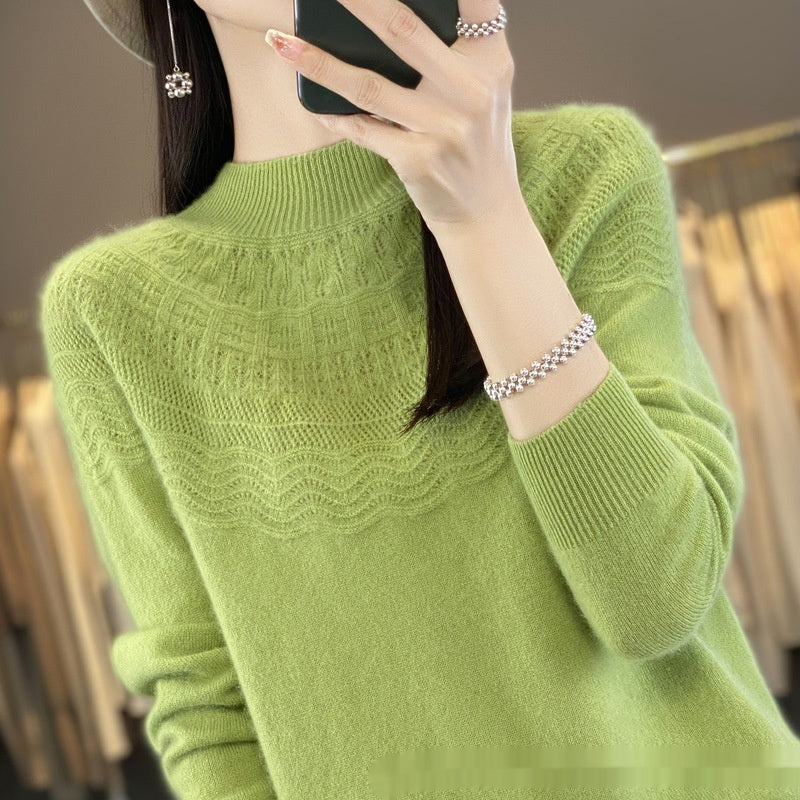 Slimming Half-Turtleneck Wool Knitted Bottoming Shirt