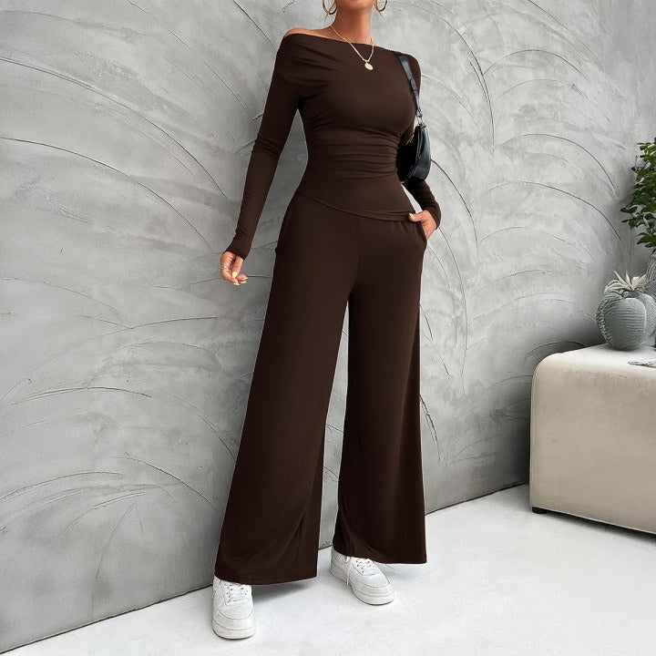 Women's Fashionable Fitted Long Sleeve Top and Pants Suit