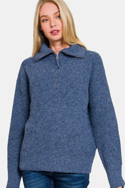 Half-Zip Long Sleeve Sweater for Women