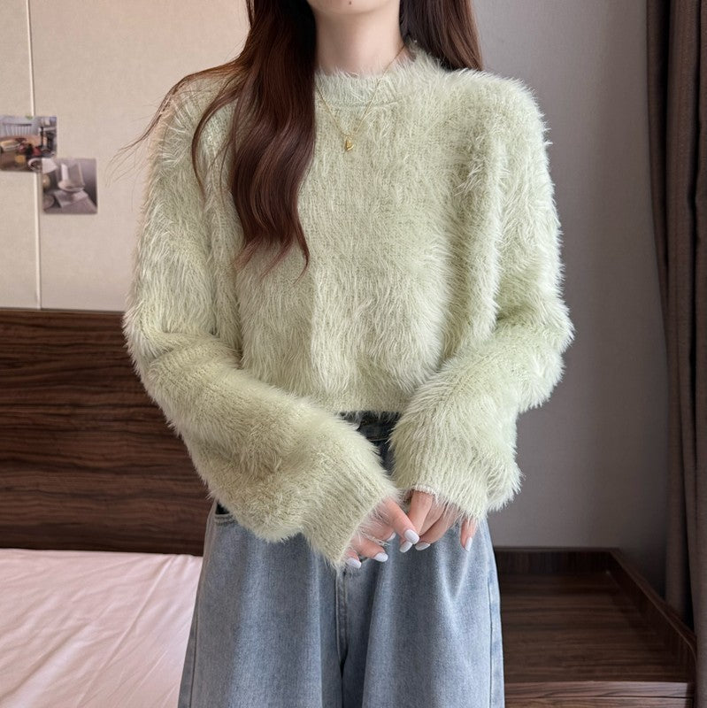 Women's Loose-Fit Mink-Like Wool Knitted Top