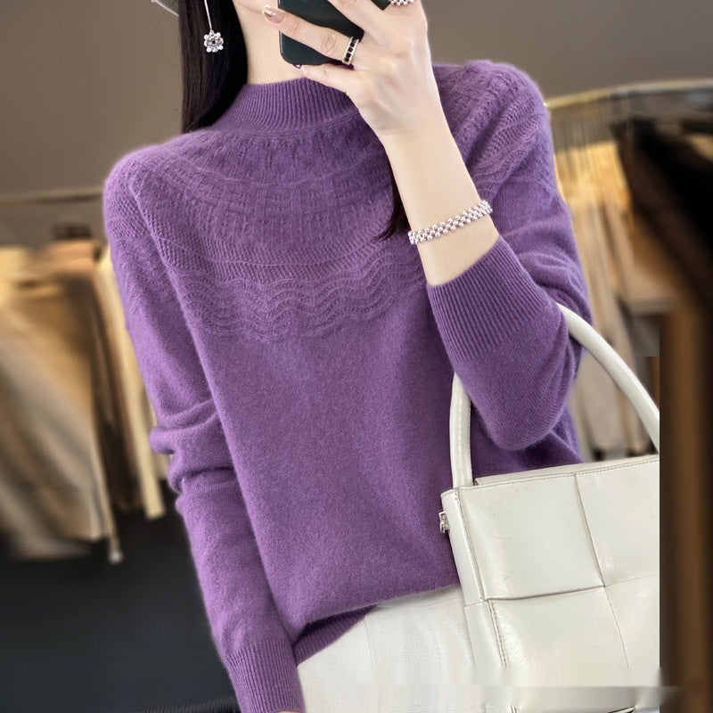 Slimming Half-Turtleneck Wool Knitted Bottoming Shirt