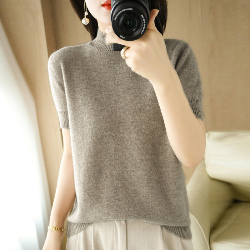 Women's Mock-Neck Mid-Length Sleeve Lightweight Sweater