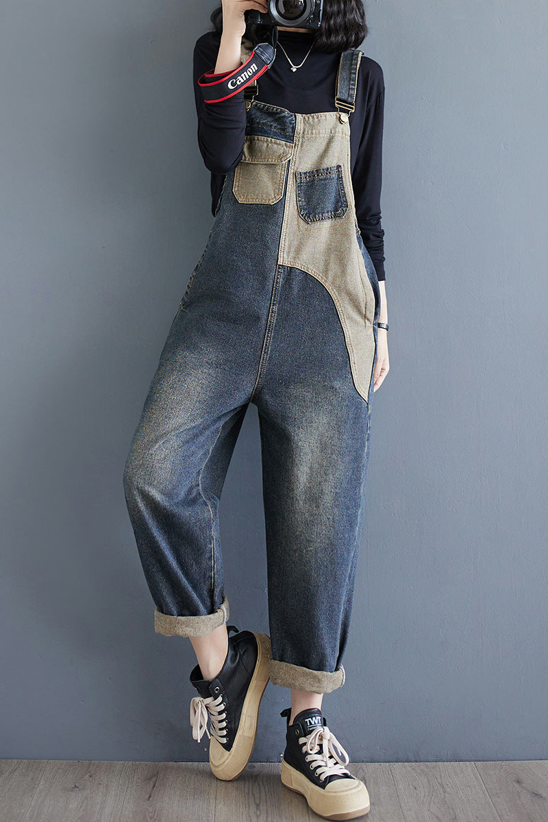 Autumn Plus-Size Loose Denim Overalls