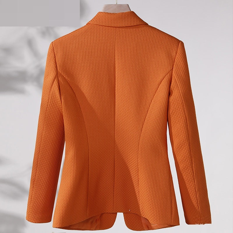 Women's Casual Solid-Colored Suit Jacket with Collar