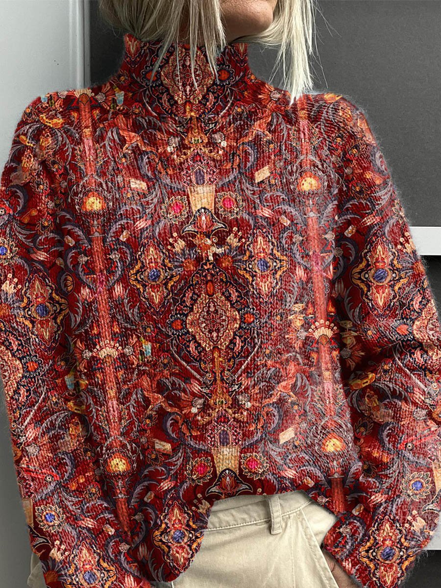 Christmas Abstract Print Casual Cloak Coat Cardigan Sweater