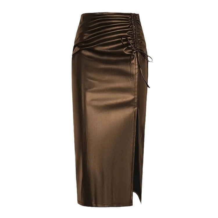 Slim-fit Stylish Unisex Slit Leather Skirt