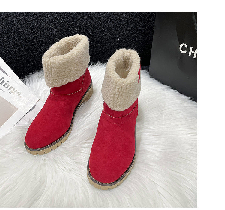 Women's Winter Plus Size Mid Boots - Soft Artificial Plush Lining