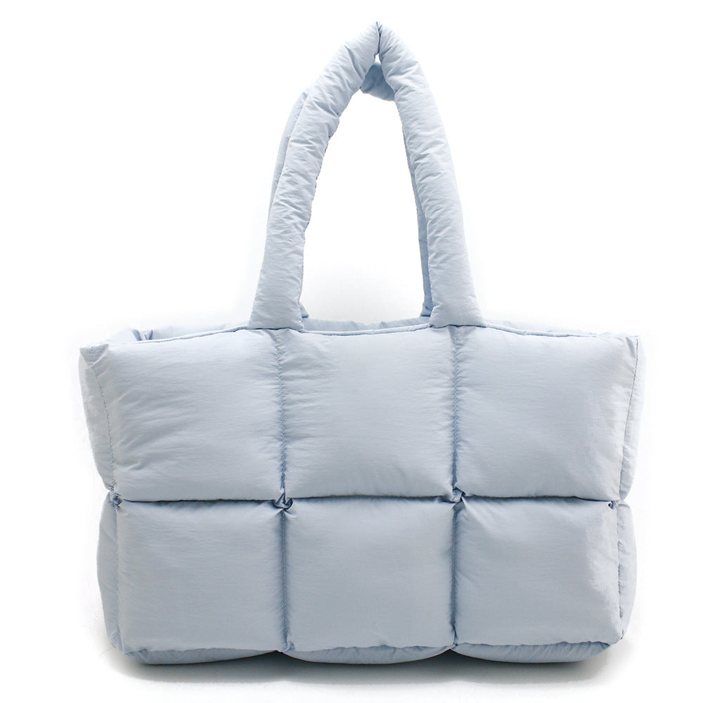 Women's Simple And Soft Large Capacity Puff Down Jacket Cotton Clothing Cloud Tote Bag