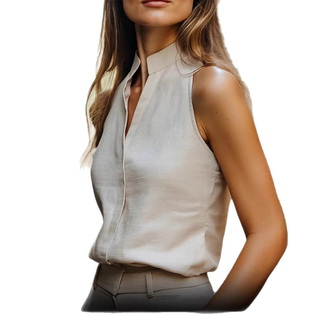 Women's Summer Fashionable Temperament Elegant V-neck Sleeveless Top