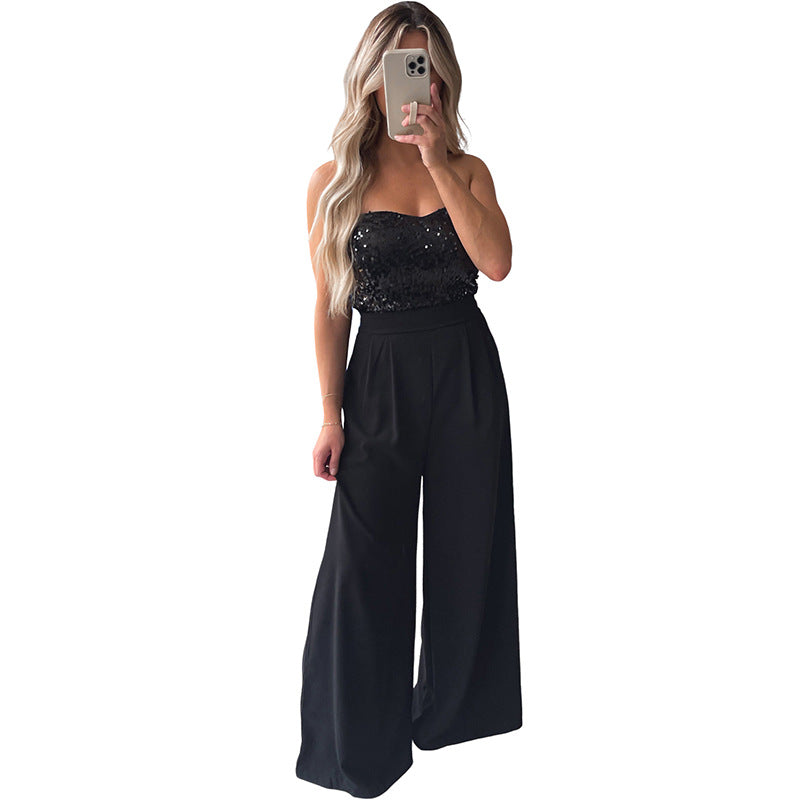 Women's Casual Fashionable Sequins Vest Jumpsuit