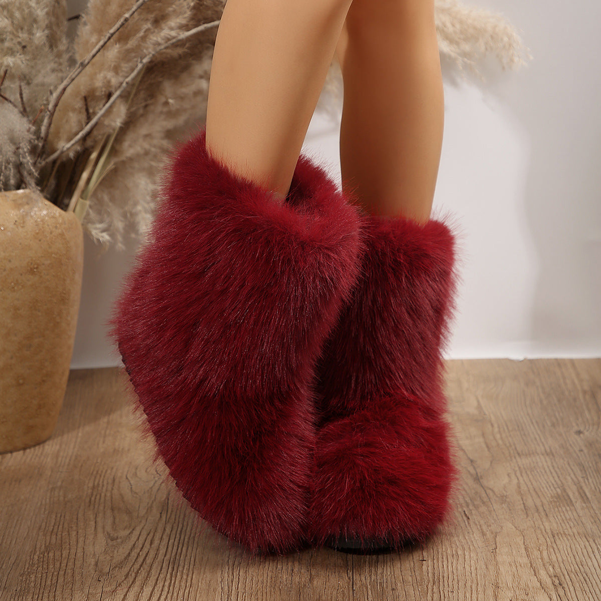 Mid-Calf Plush Boots for Warmth and Comfort