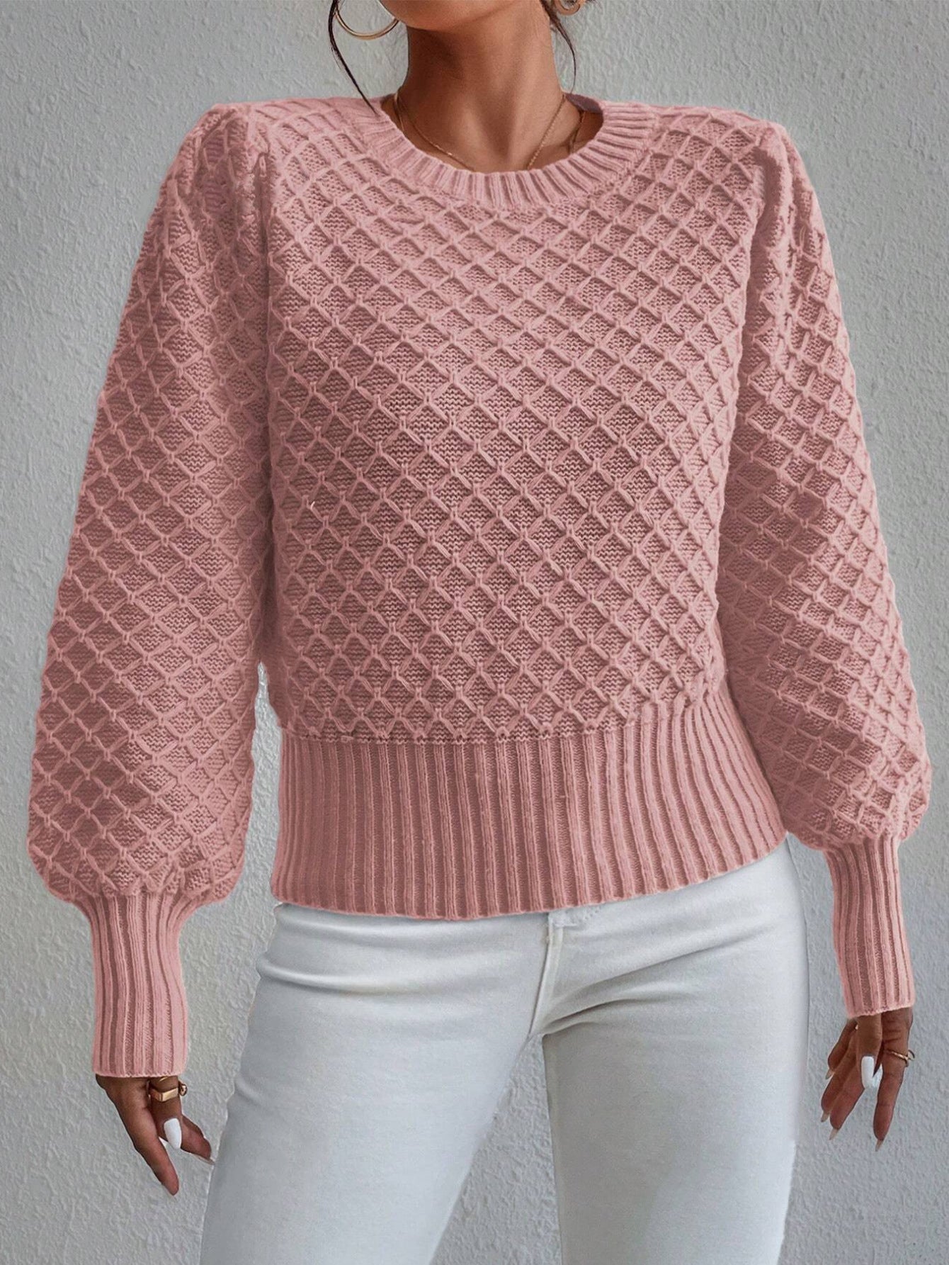 Women's Round Neck Pullover Long Sleeve Sweater