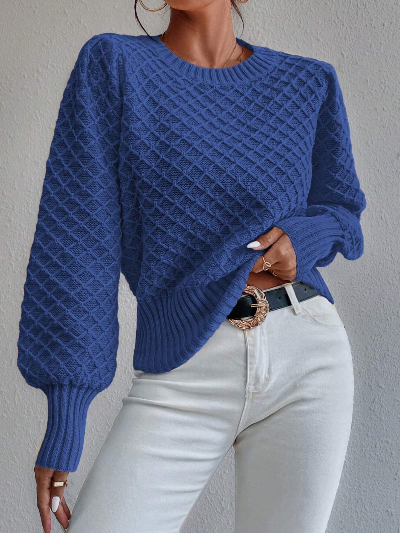 Women's Round Neck Pullover Long Sleeve Sweater