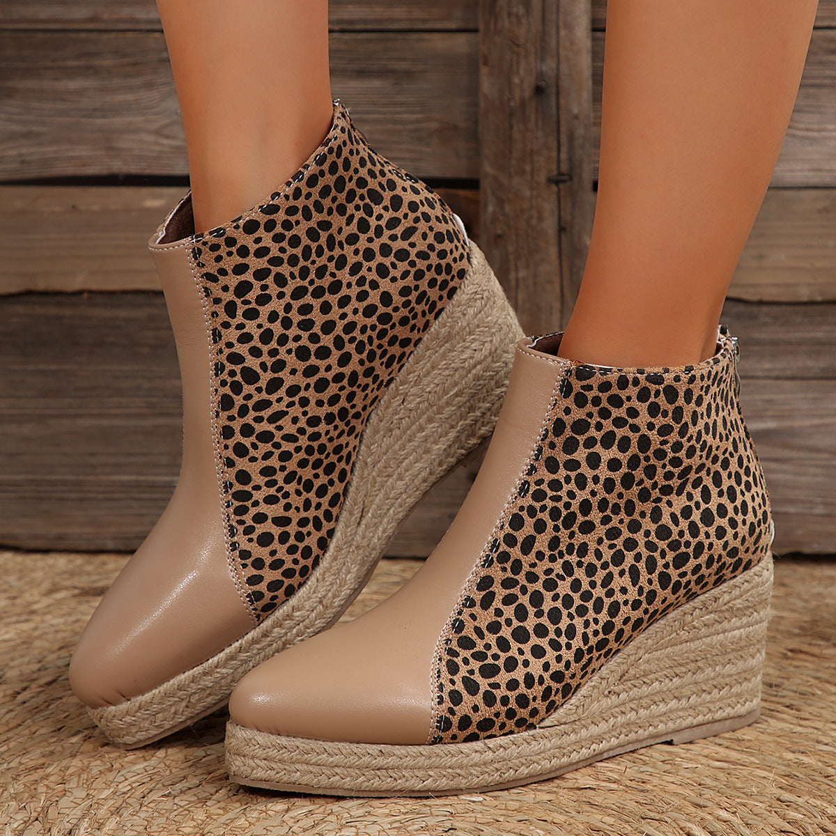 Women's Color-Blocked Wedge Heel Martin Boots