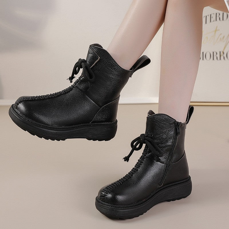 Women's Premium Cowhide Platform Boots