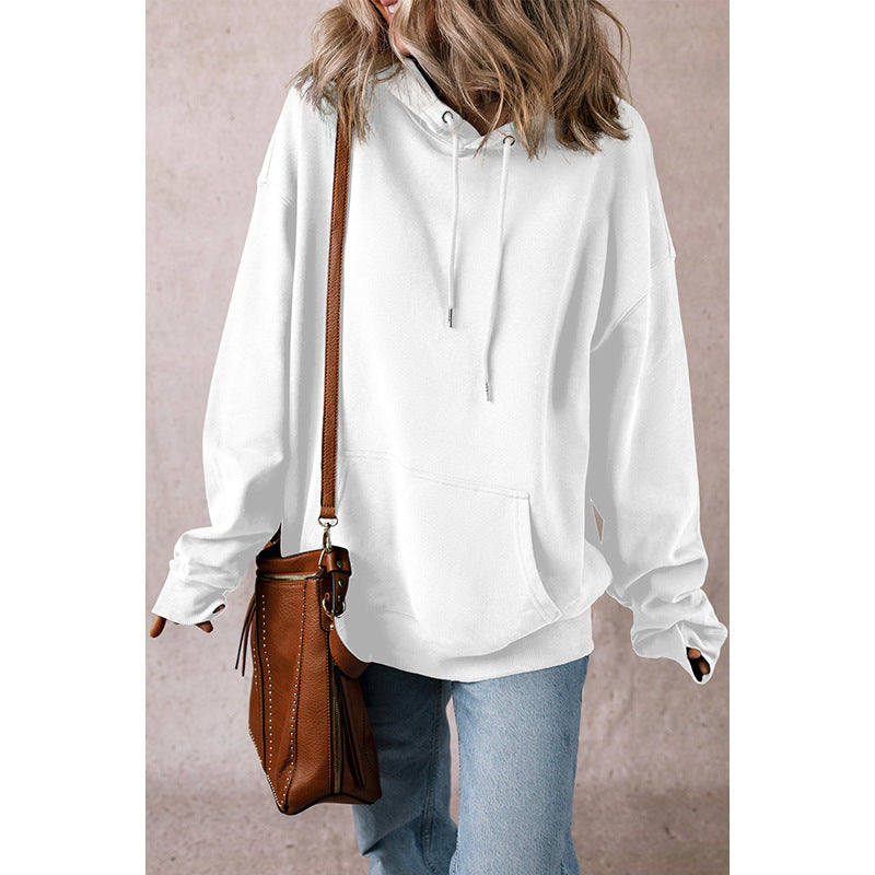 Women's Solid Color Drawstring Hoodie