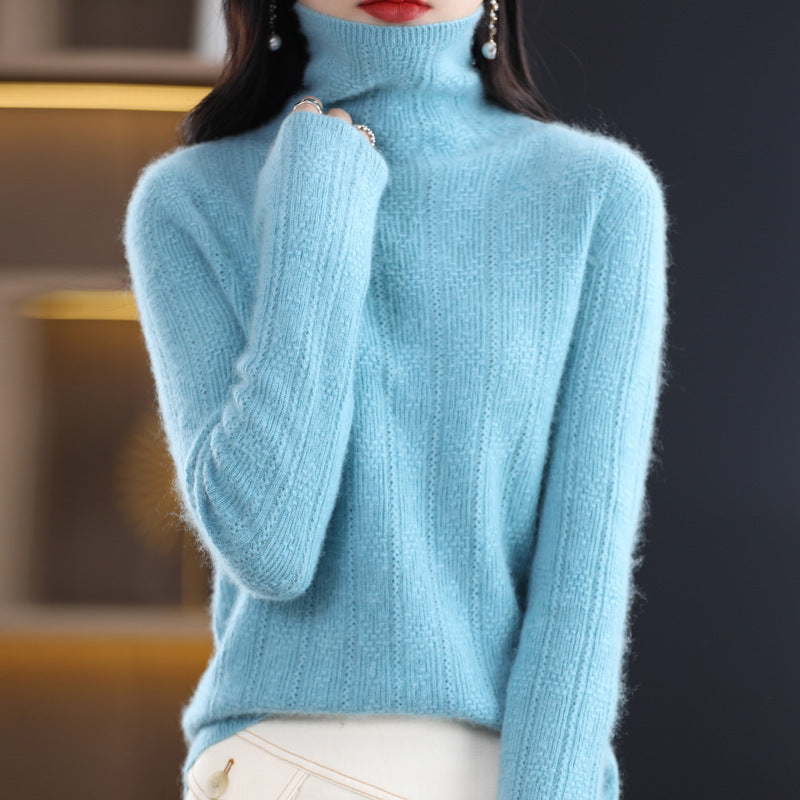 Knitted Jacquard Sweater with Pile Collar for Outer Wear and Underwear