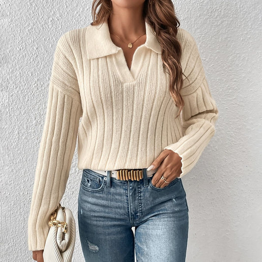 Women's Fashionable Casual Polo Collar Sweater