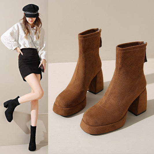 Women's Fashion Suede Back Zipper Shoes