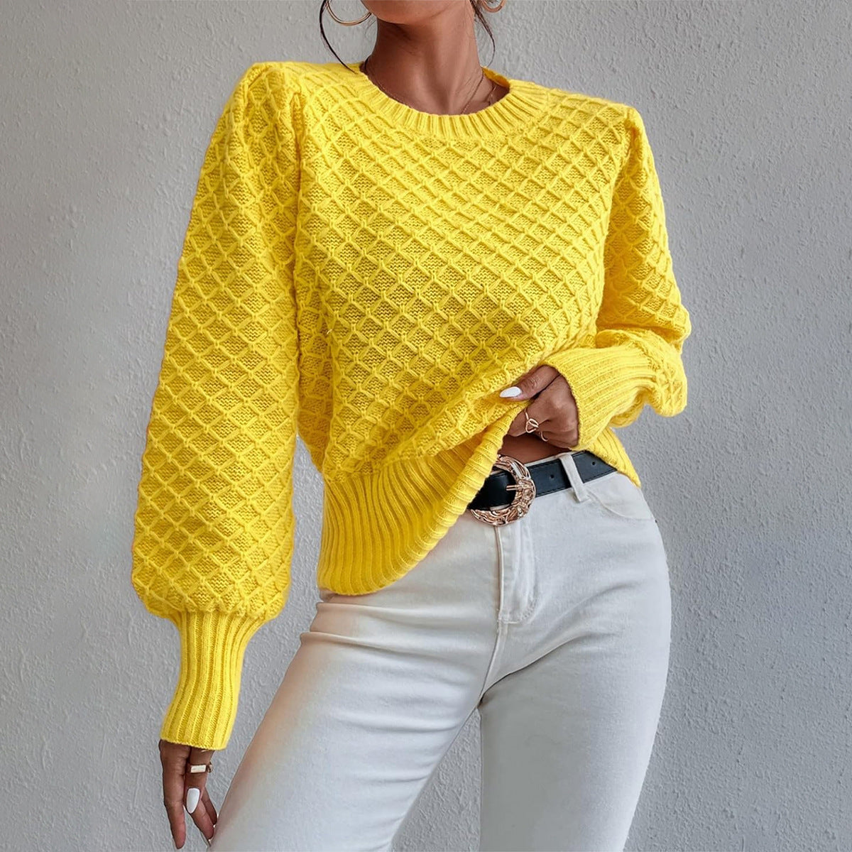 Women's Round Neck Pullover Long Sleeve Sweater