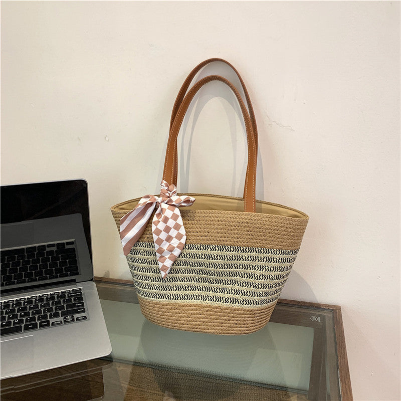 Woven Simple High-grade Large Capacity Commuter Tote Bag Women