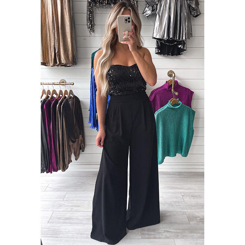 Women's Casual Fashionable Sequins Vest Jumpsuit