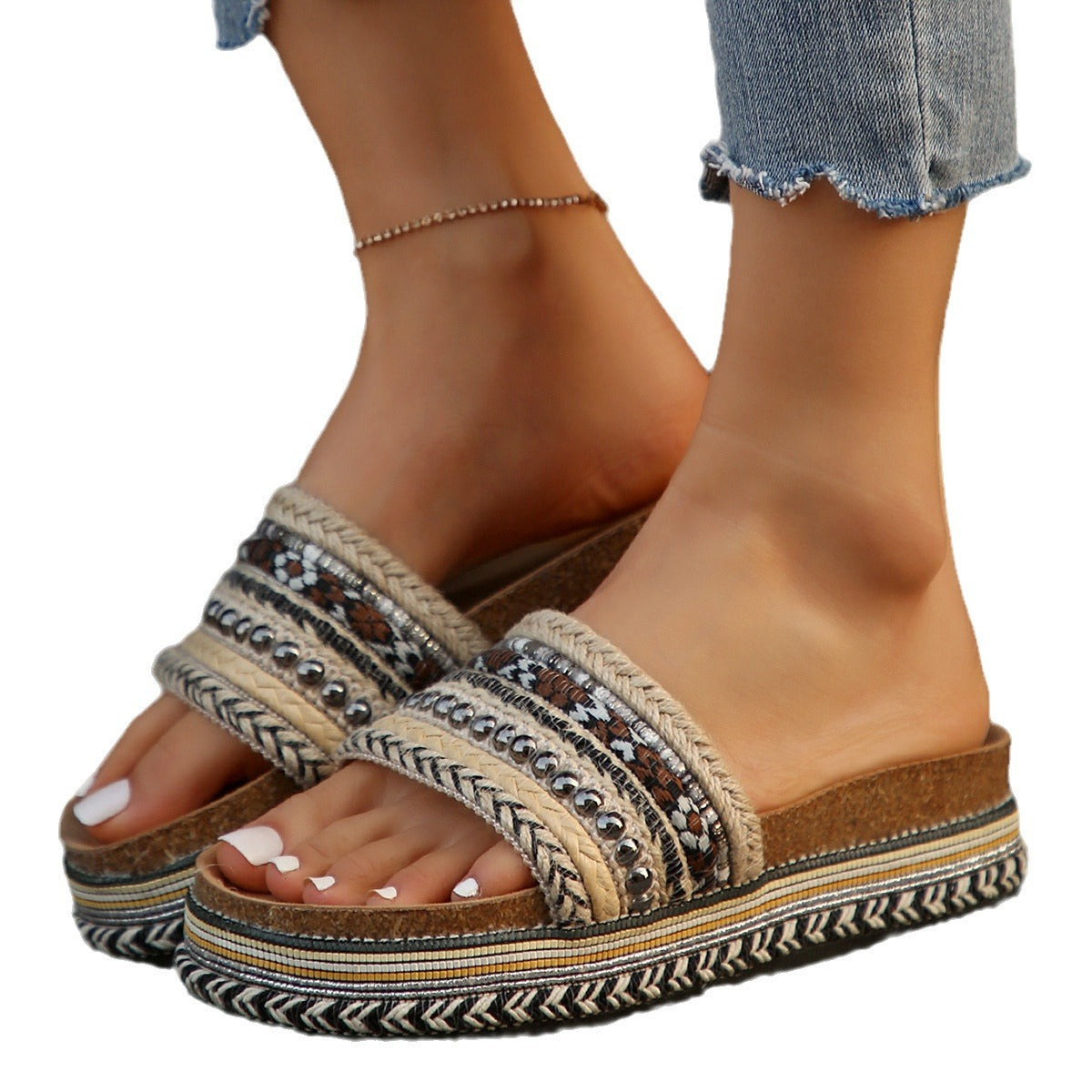 One-Line Muffin Plus Size Exotic Fashion Sandals