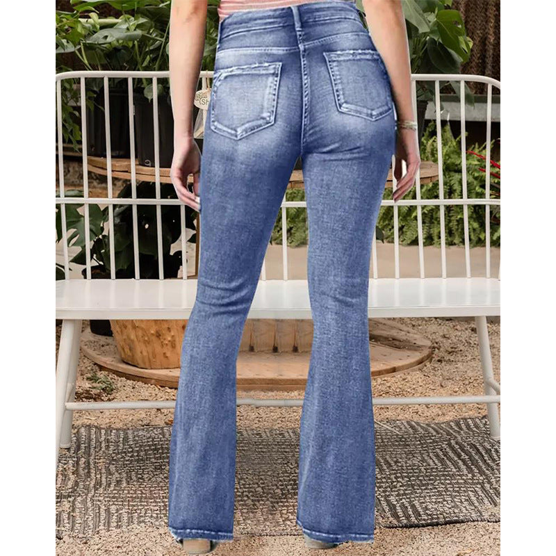 Retro Mid-Waist Skinny Jeans with Side Buttons