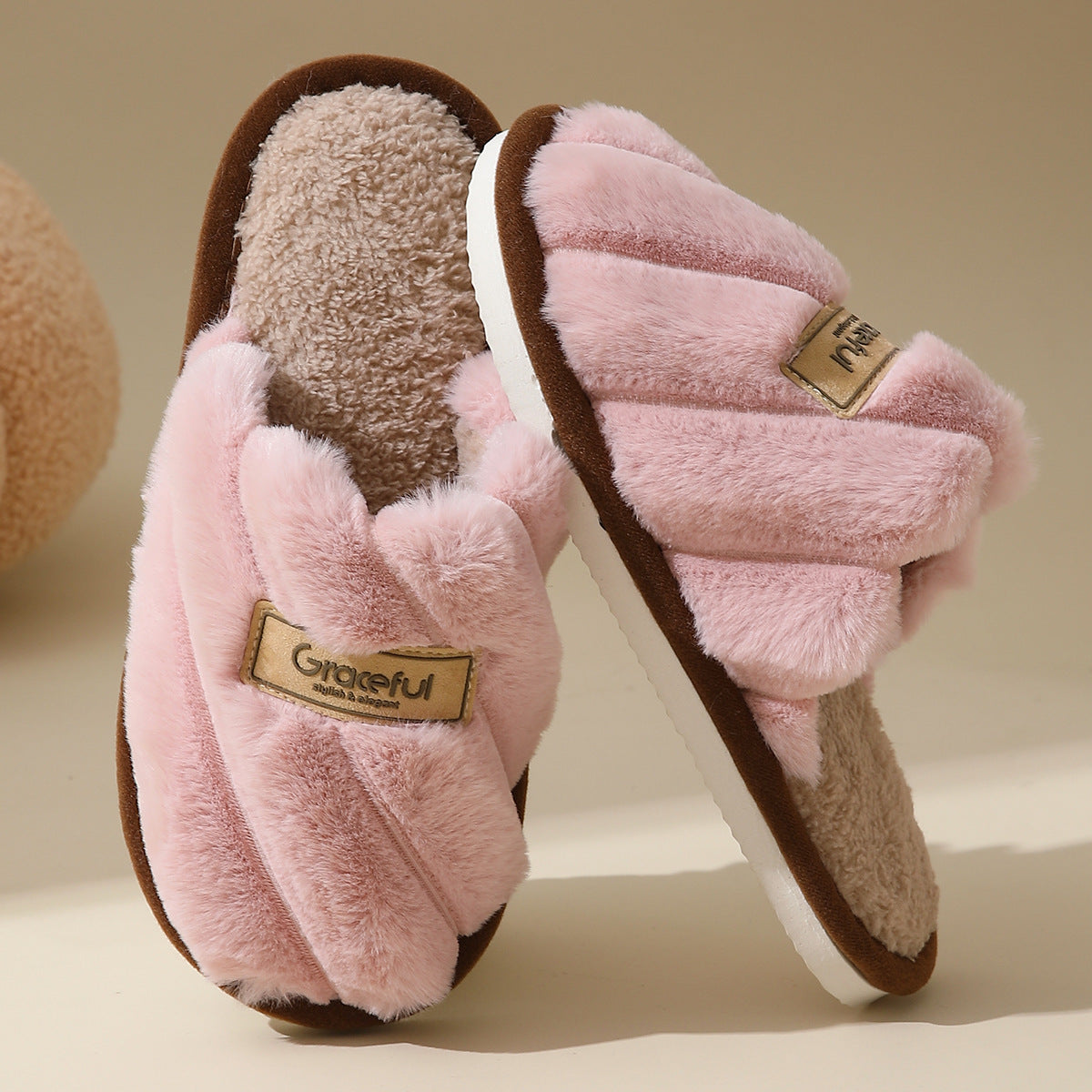 Women's Fur Fall And Winter Outer Wear Non-slip Indoor Platform Home Cotton Slippers