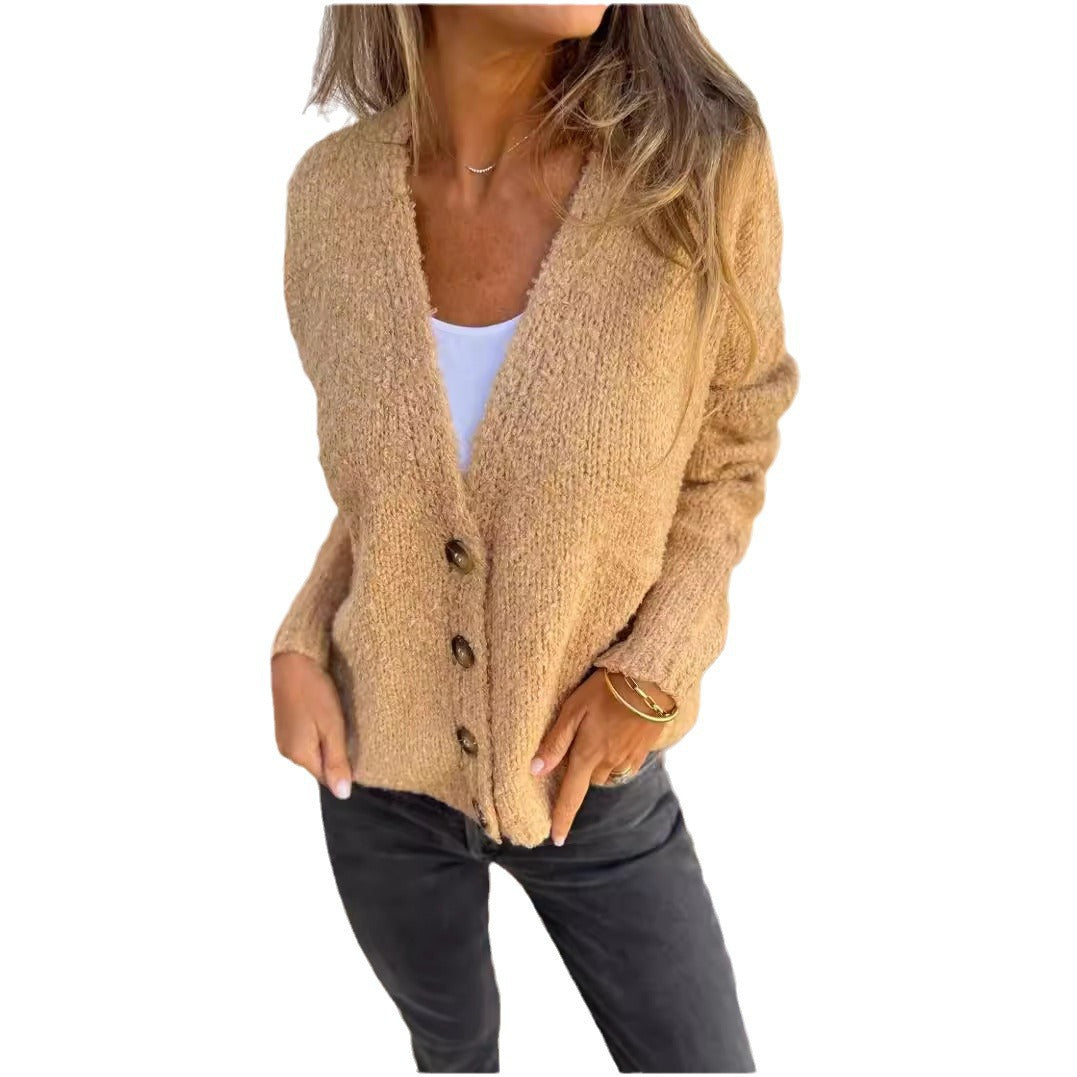 Women's Fashion Solid Color Knitted Cardigan Sweater