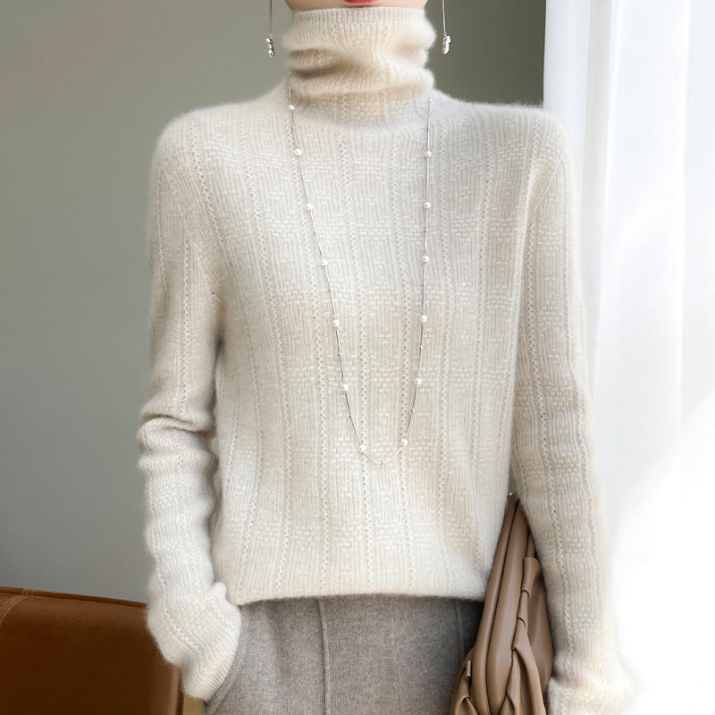 Knitted Jacquard Sweater with Pile Collar for Outer Wear and Underwear