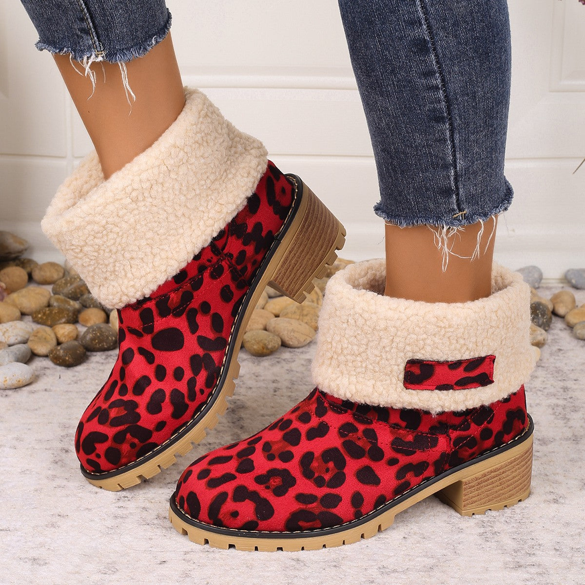 Women's Winter Plus Size Mid Boots - Soft Artificial Plush Lining