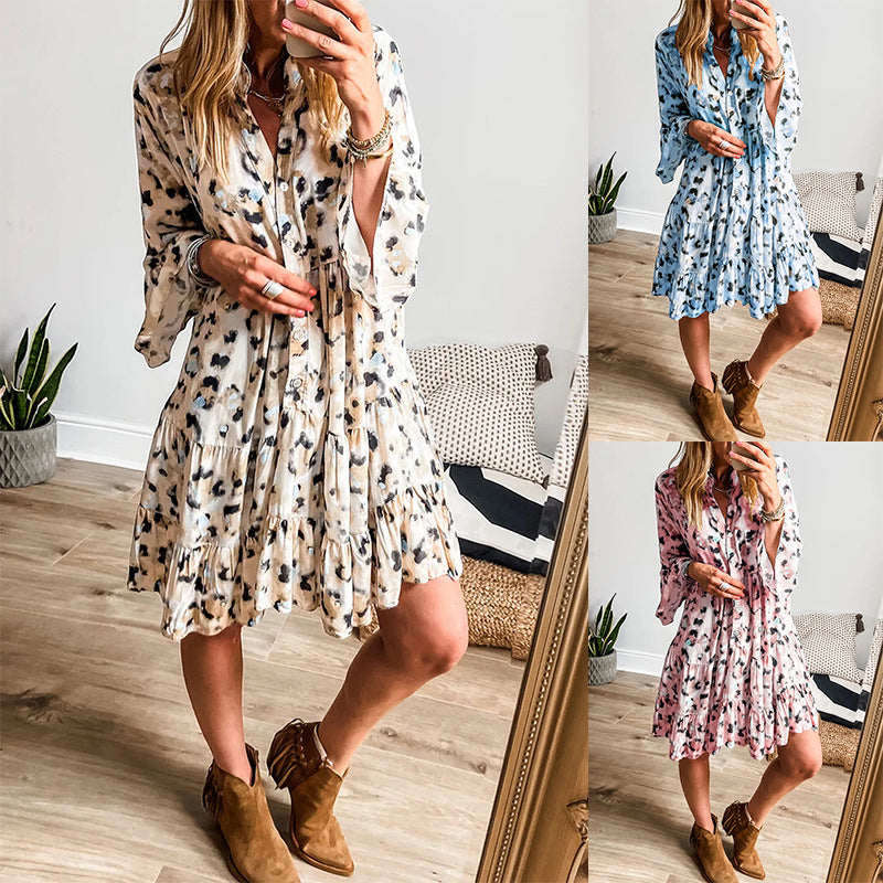 Women's Fashion Loose-Fitting Button-Up Dress